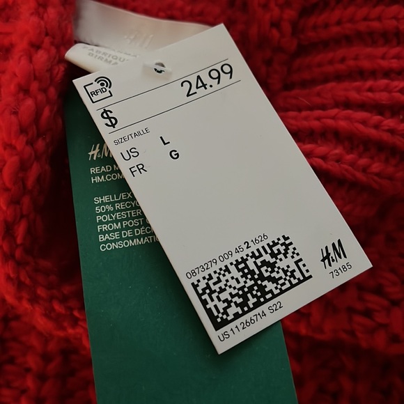 H&M | Chunky Knit Red Mock Neck Sweater Size L - Picture 4 of 5